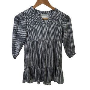 Zara Kids Geometric Print Tiered Long Sleeve Dress | Size 7 Girls